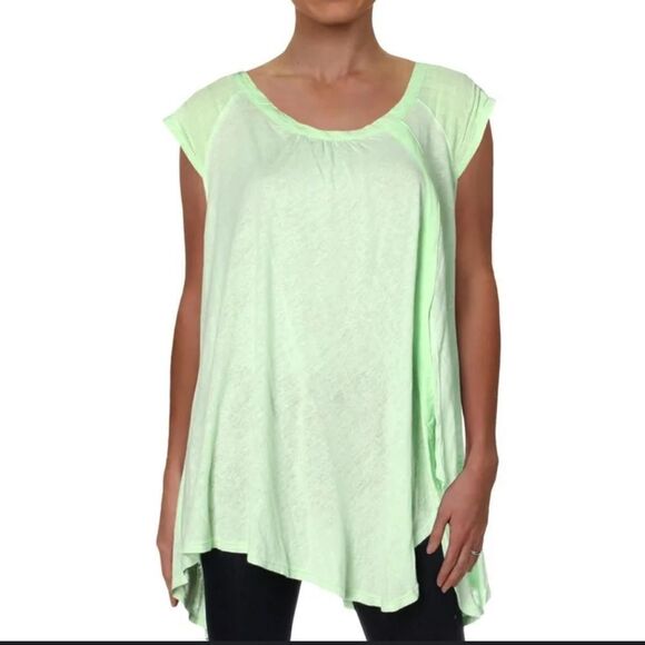 Free People Jewel Neck Tee Shirt Green S - Picture 1 of 4